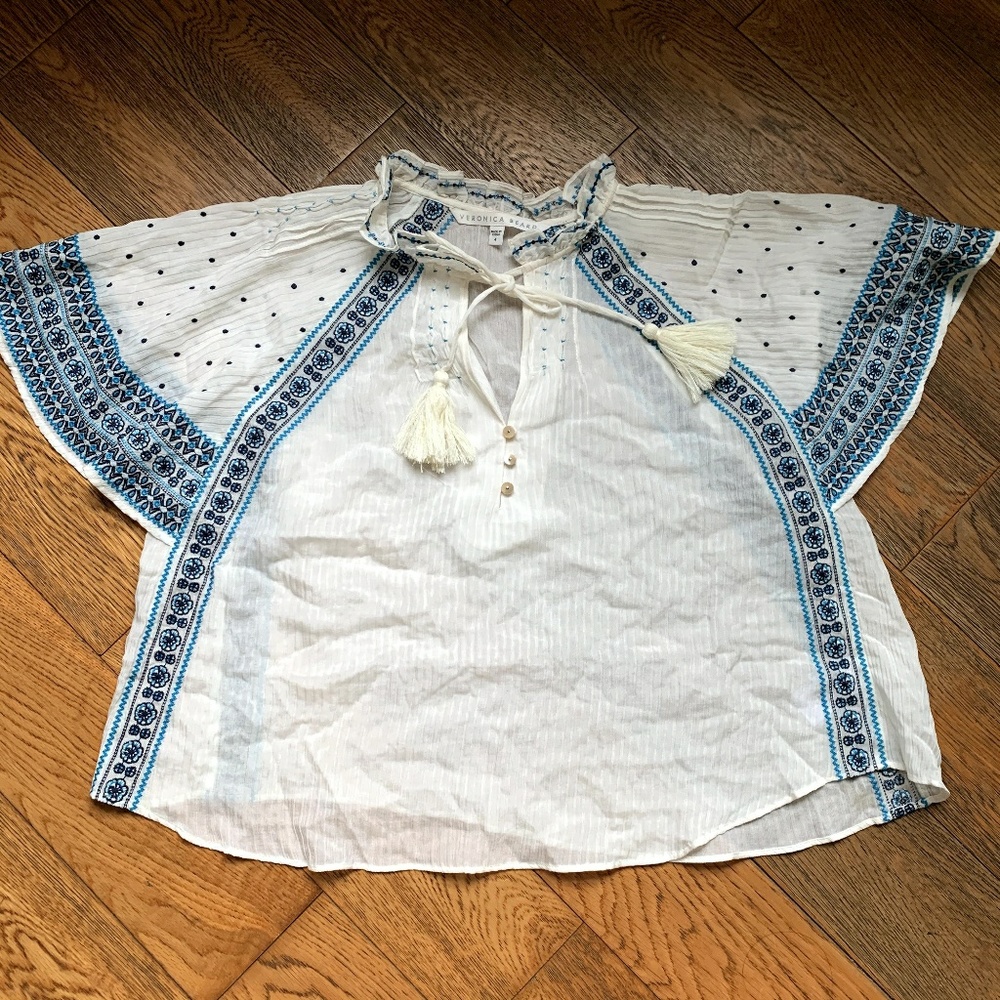 NWOT veronica beard ganna embroidered blouse